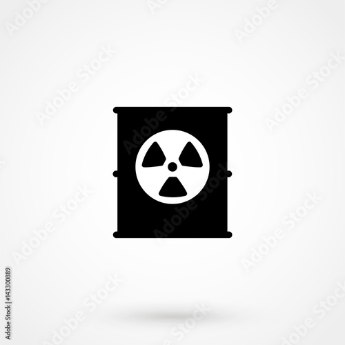 Radioactive waste in barrel flat icon on grey background. Toxic refuse keg.