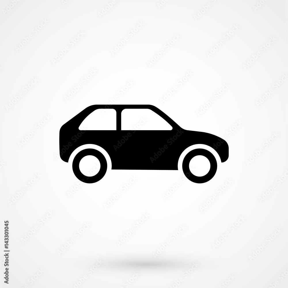 Car icon Vector Illustration. Side view of car, automobile, motor vehicle