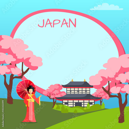 Japan Poster with Traditional Oriental Elements
