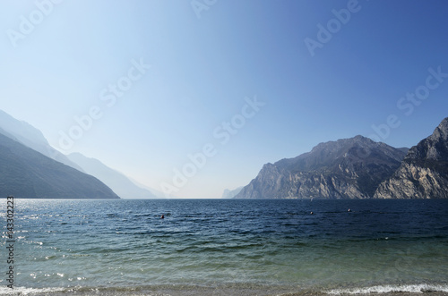 Lake Garda and the mountains seen from Torbole beach