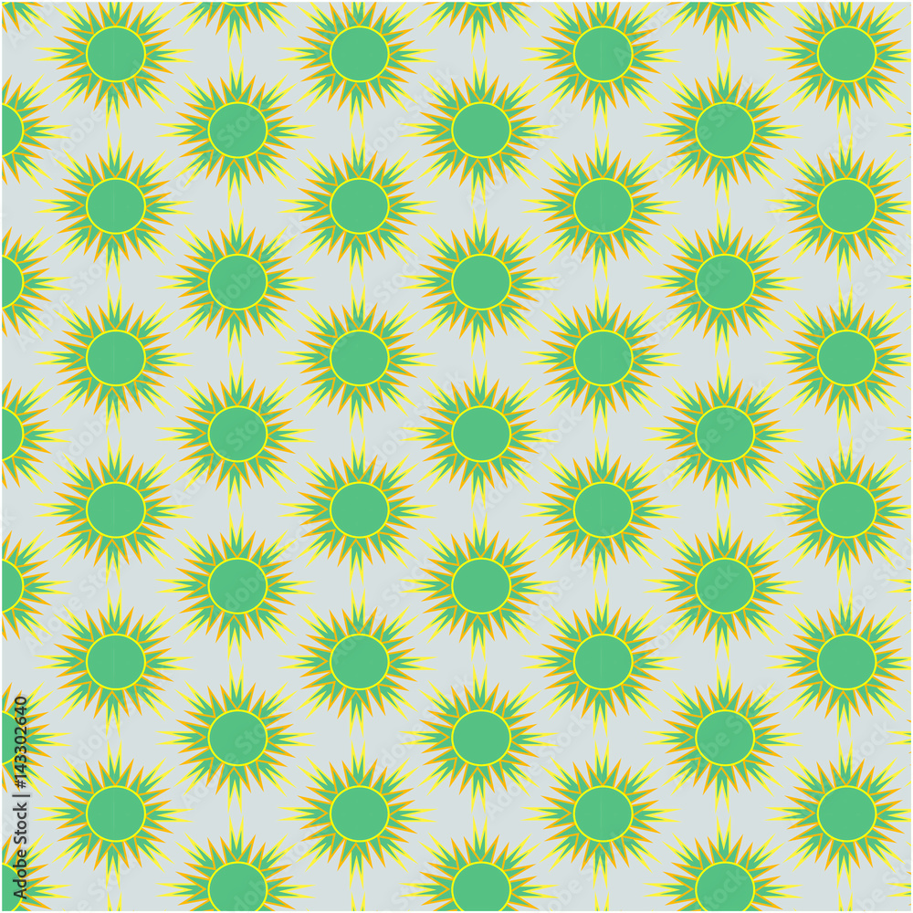Abstract pattern of small green sun with sharp rays on a gray background for printing, textile Abstract pattern of small green sun with sharp rays on a gray background for printing, textile