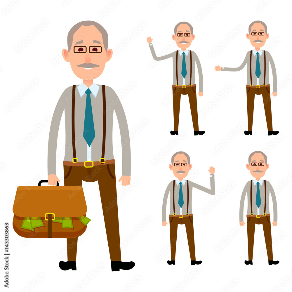 Elderly Person Holding Bag with Money on White Elderly Person Holding Bag with Money on White