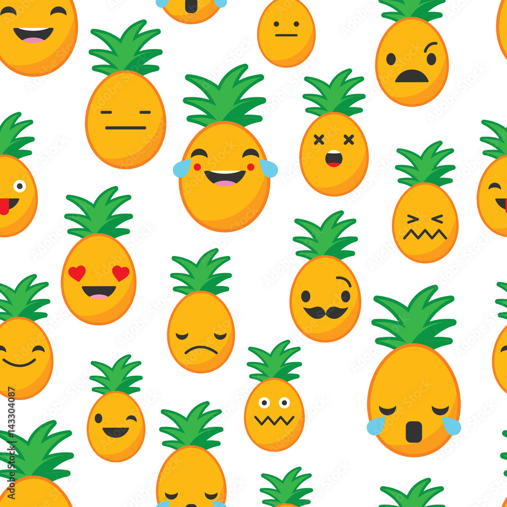 Seamless background with Pineapples emotions. Seamless background with Pineapples emotions.