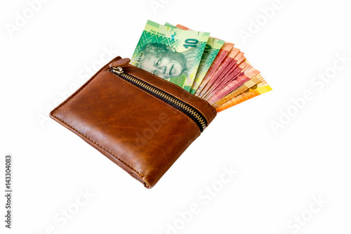 South African Rand in leather wallet