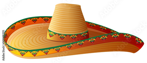 Sombrero Mexican Straw Hat with wide margins photo