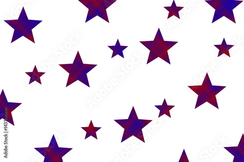 White background with dark blue and red checkered stars
