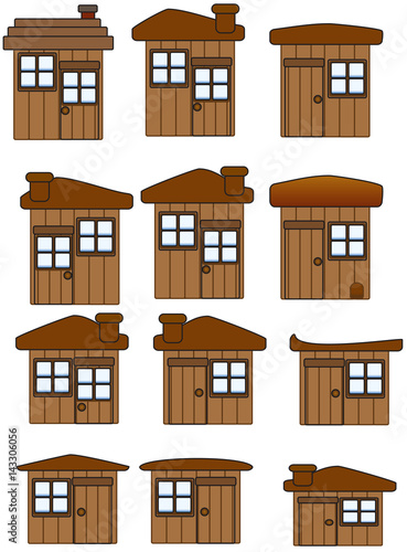 Collection of Wooden Houses and Sheds Vectors