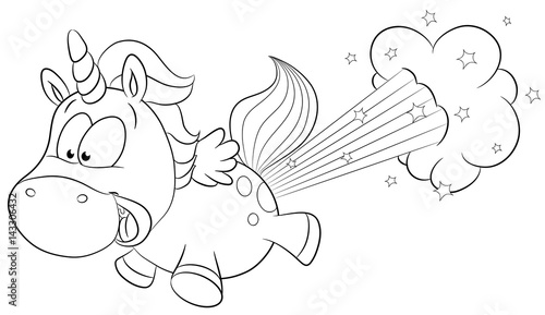 Einhorn pupst Regenbogen Vektor Illustration