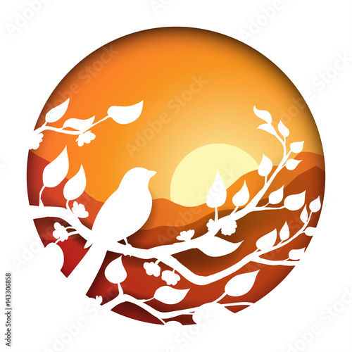 Bird paper flat art
