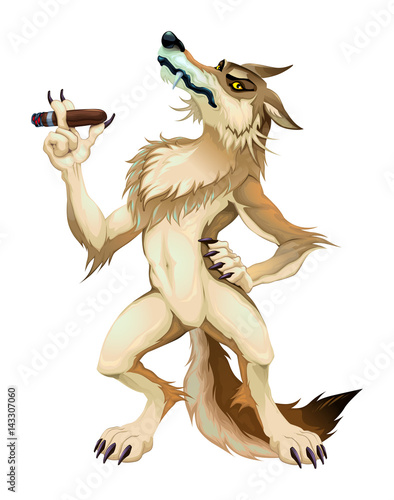 Big bad wolf with cigar