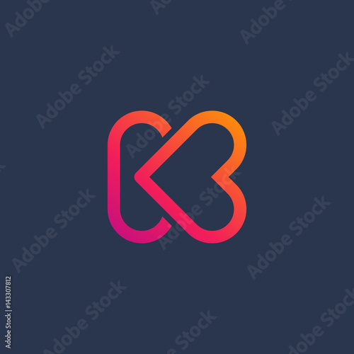 Letter K heart logo icon design template elements