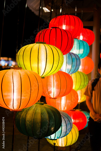 Colorful lanterns at the market street of Hoi