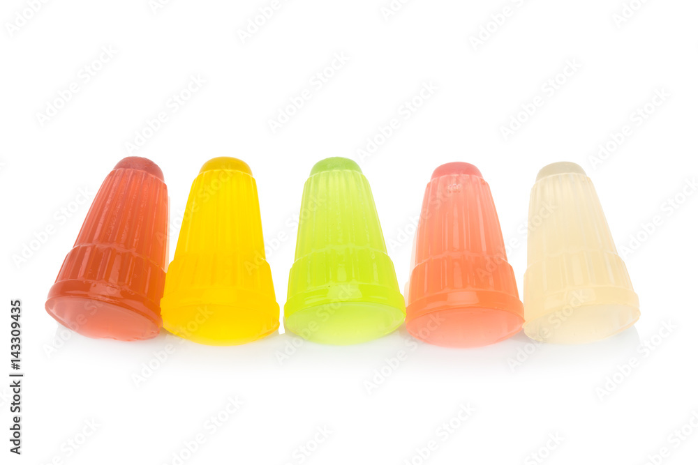 gelatine. color red yellow green pink white. isolated on white background gelatine. color red yellow green pink white. isolated on white background