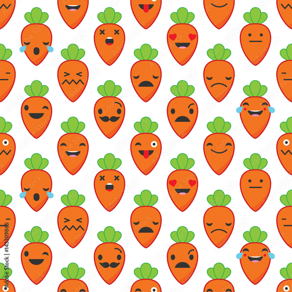 Seamless background with Carrots emotions. Seamless background with Carrots emotions.
