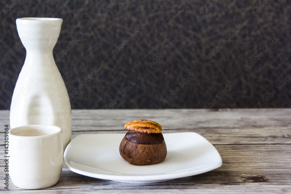 Chocolate ball on plate Chocolate ball on plate