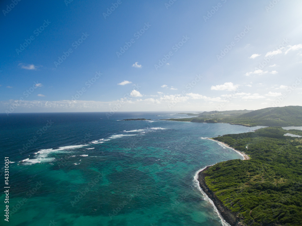 Recif de corail et lagon sur une ile de la Caraibe, Martinique 