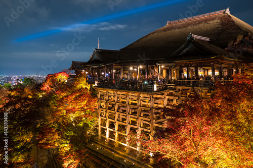 Autumn night light up at Kiyomizu-dera temple photo