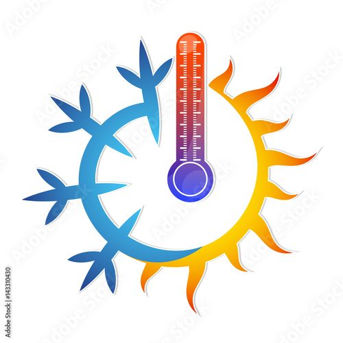 Sun, snowflake and thermometer