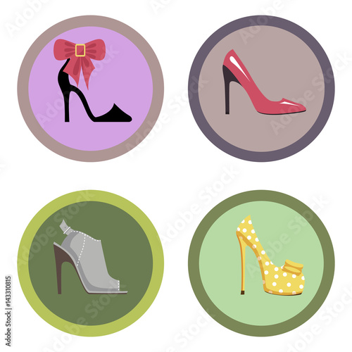 Glamorous High-Heeled Shoes Illustrations Set