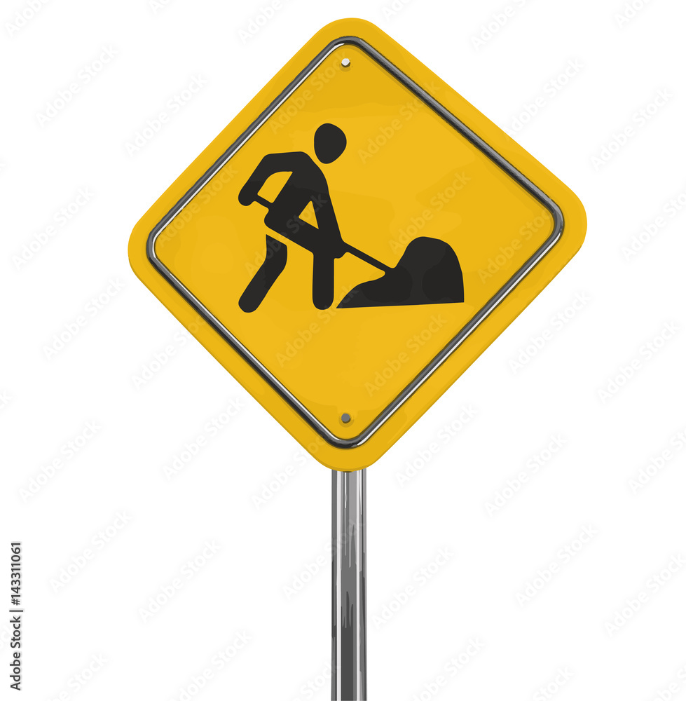 Road work sign. Image with clipping path Road work sign. Image with clipping path
