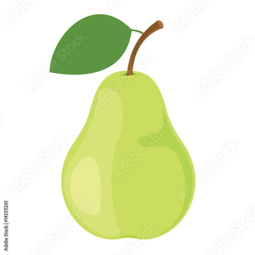 Pear. One green pear fruit. Vector illustration.