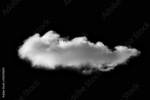Single white clouds isolated on black background