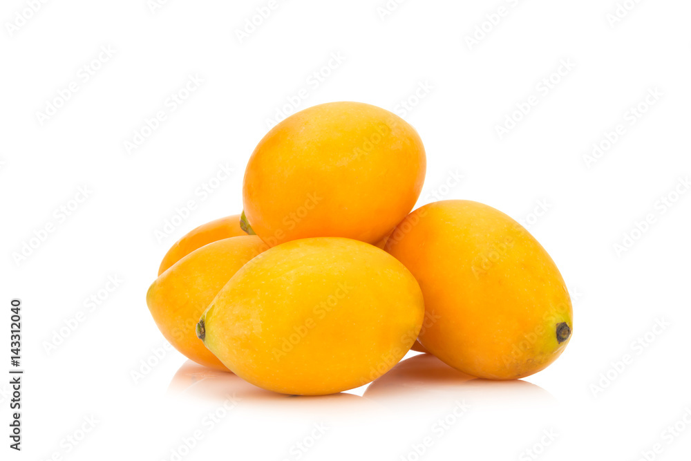 Marian plum Thai fruit isolated on white background. Mayongchid. Maprang. Marian Plum. Plum Mango Marian plum Thai fruit isolated on white background. Mayongchid. Maprang. Marian Plum. Plum Mango