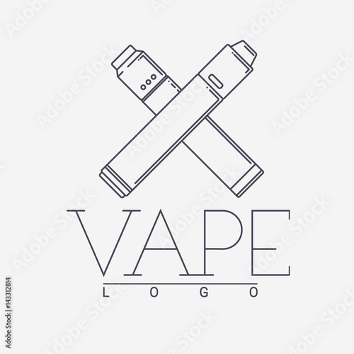 Vector vaping logo with two crossed mechanical modes. Outline on white background.