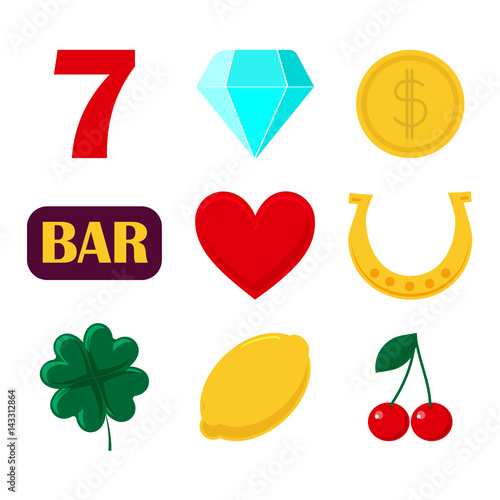 set of icon slot machine. Sign casino and gambing.