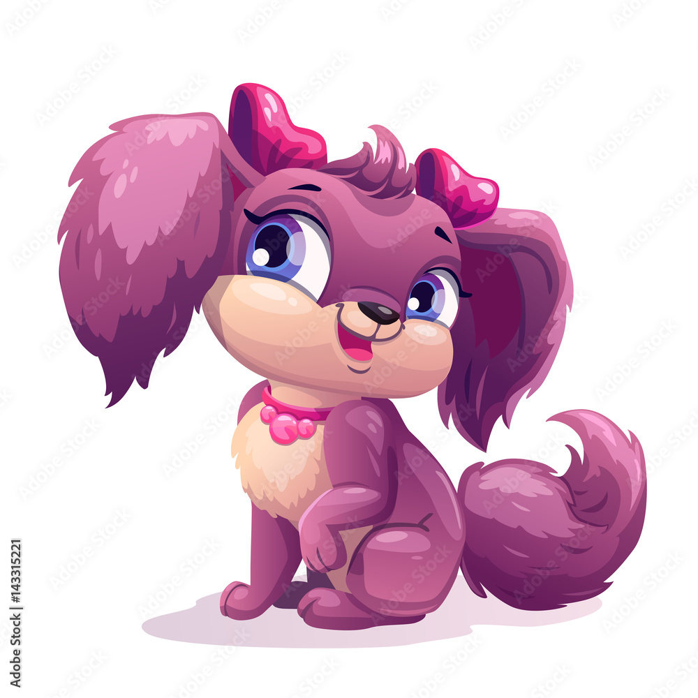 Fototapeta premium Little cute cartoon puppy girl.