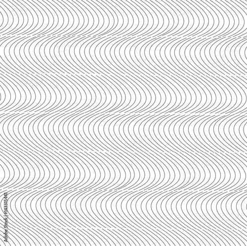 Vector seamless abstract optical illusion inspired curved lines pattern