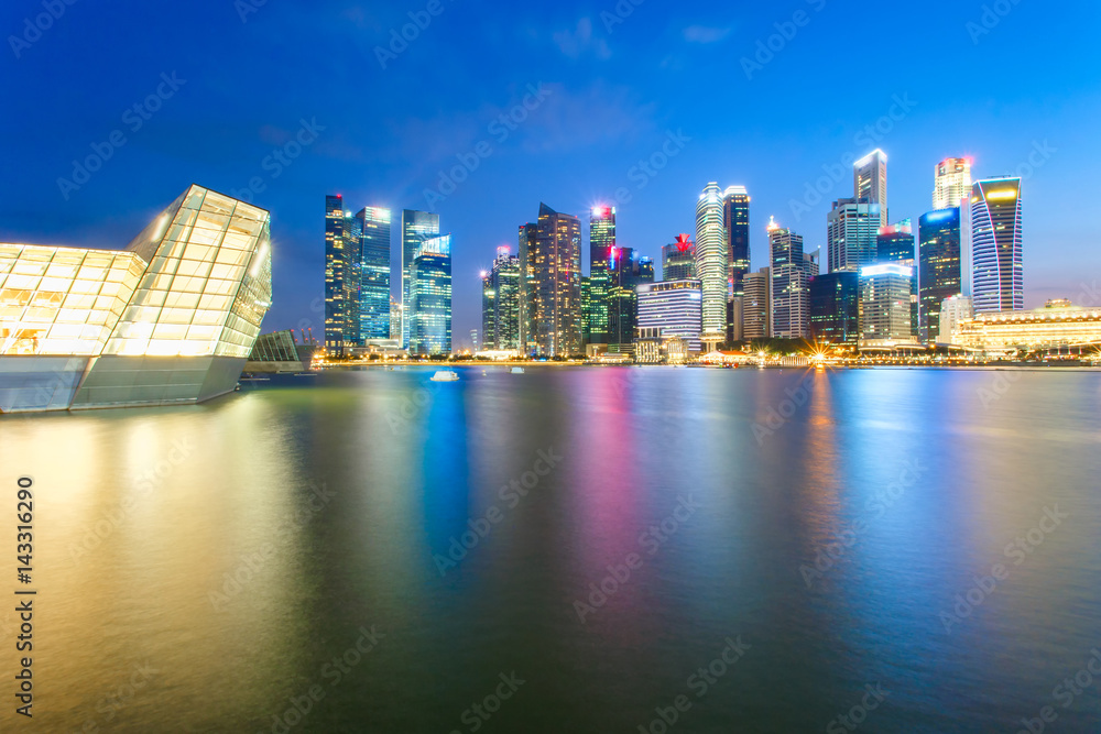 View of the financial district and business office building in singapore city View of the financial district and business office building in singapore city