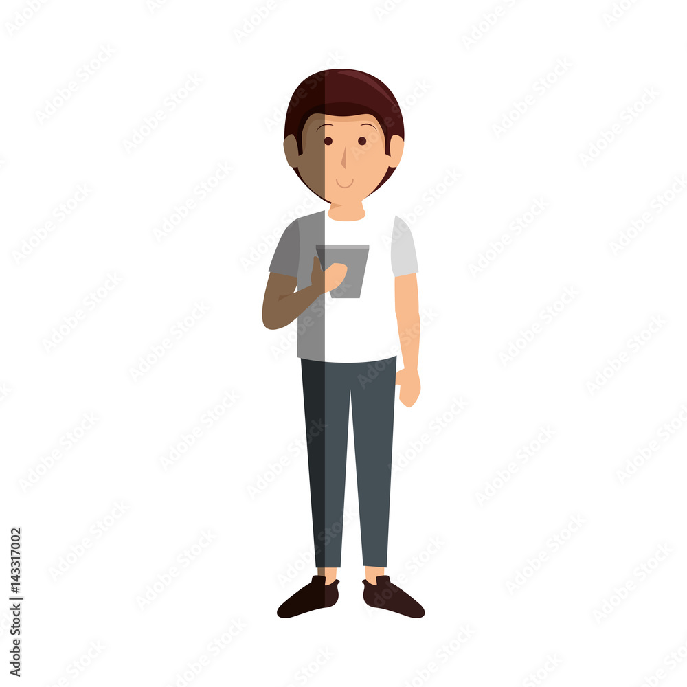 young man with smartphone avatar vector illustration design