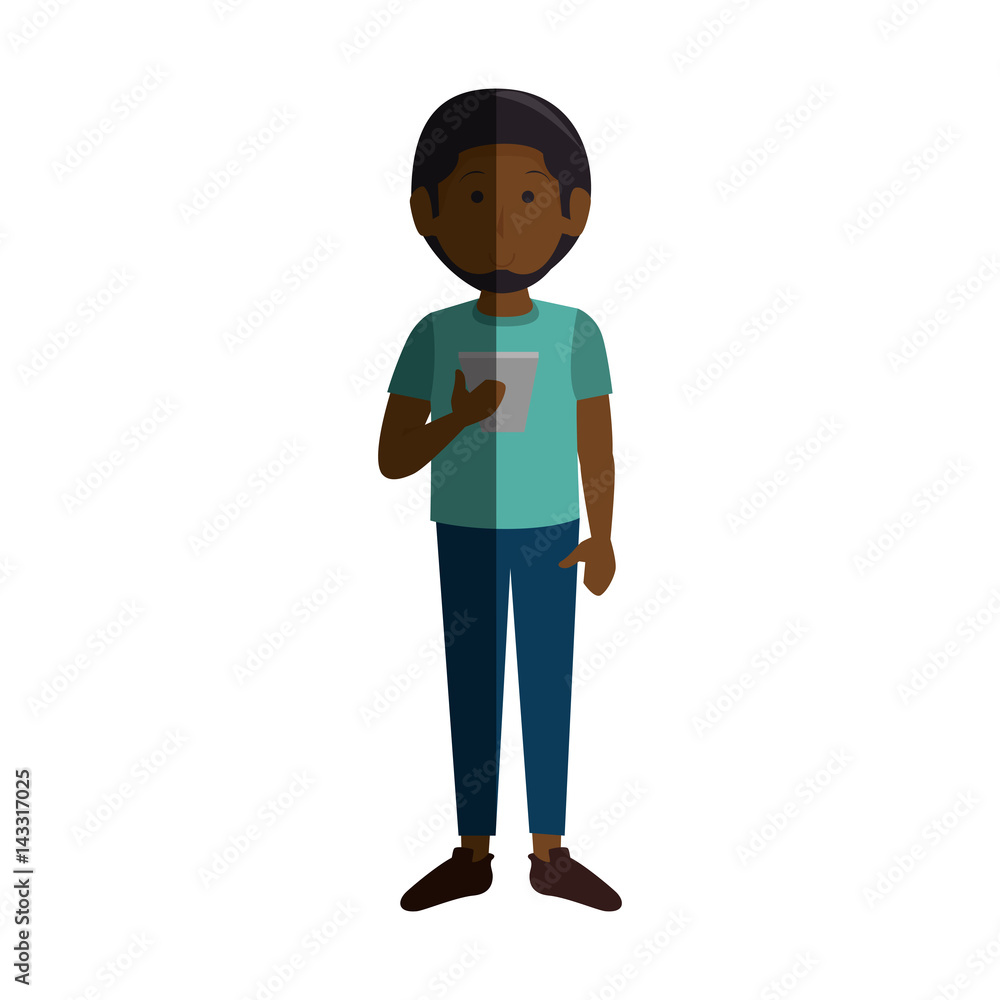 young man with smartphone avatar vector illustration design