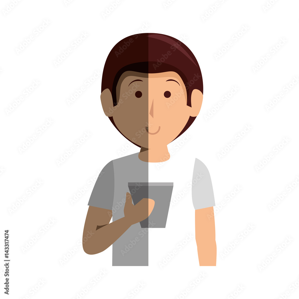 young man with smartphone avatar vector illustration design young man with smartphone avatar vector illustration design