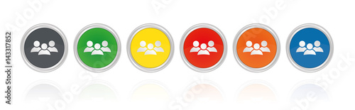 Silberne Buttons, bunt - Personen Gruppe