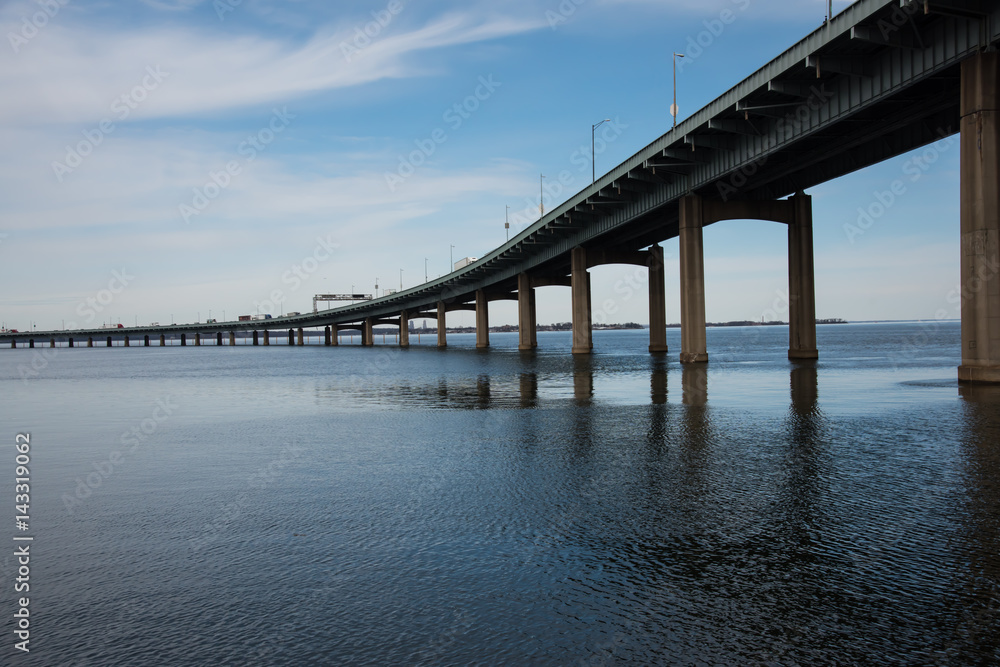 Throgs Neck Bridge connecting Queens to the Bronx in New York City Throgs Neck Bridge connecting Queens to the Bronx in New York City