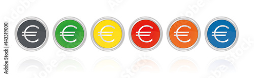 Silberne Buttons, bunt - Währung Euro