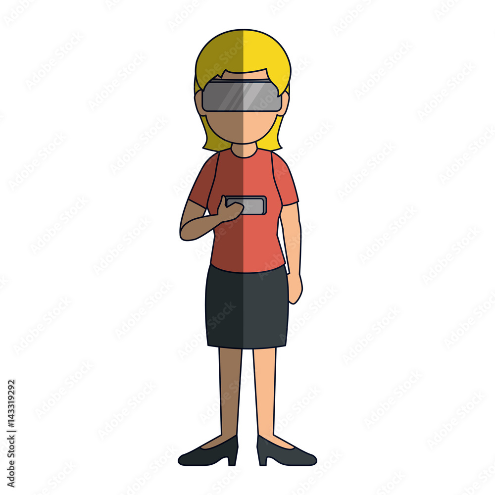 Obraz premium gamer with virtual reality glasses vector illustration design