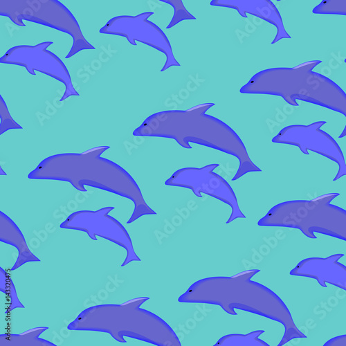 seamless pattern of blue dolphins