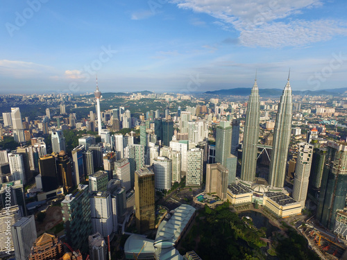Photography Aerial view of Kuala Lumpur city center Malaysia