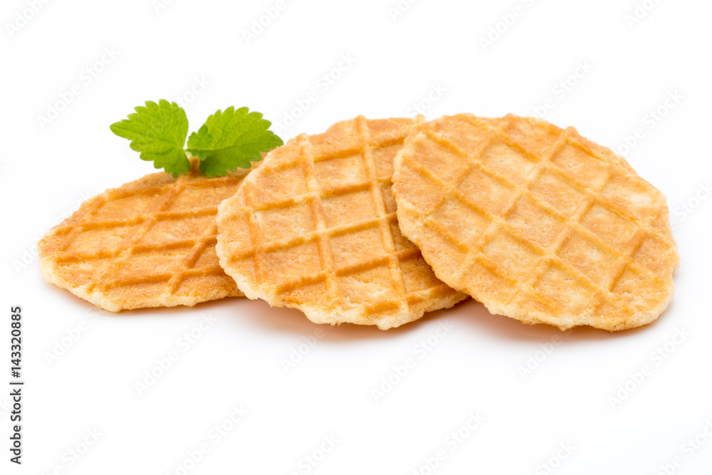 Sweet waffle on the white background. Sweet waffle on the white background.