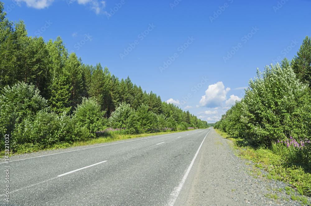 Beautiful summer landscape with the road Beautiful summer landscape with the road