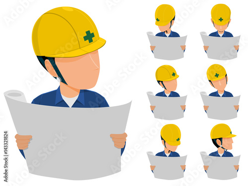 set of engineer is reading drawing icon
