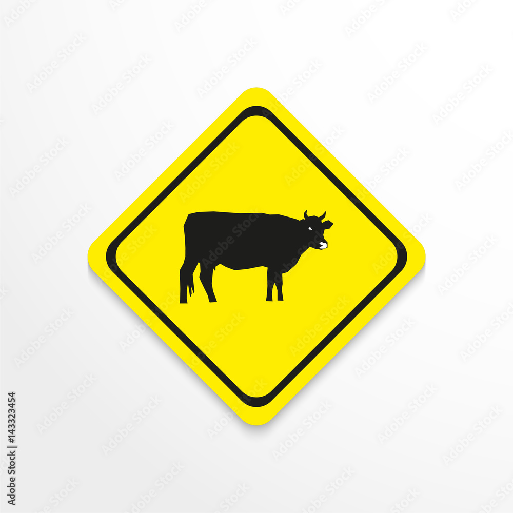 Cow on a yellow background. Vector icon. Cow on a yellow background. Vector icon.