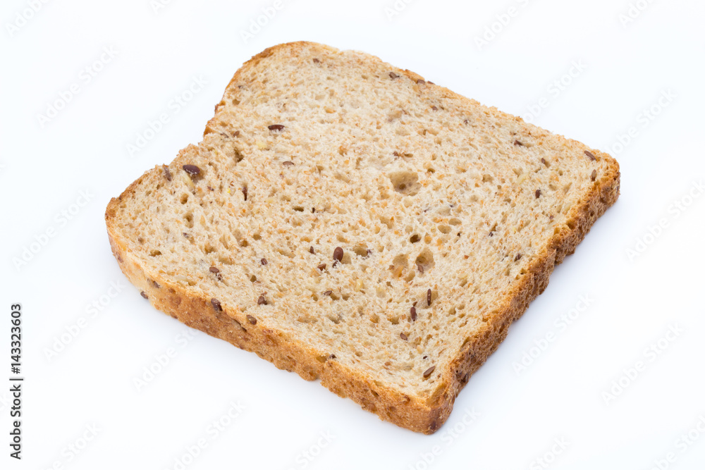 Slices of rye bread isolated on white background.