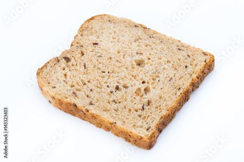Slices of rye bread isolated on white background. © gitusik