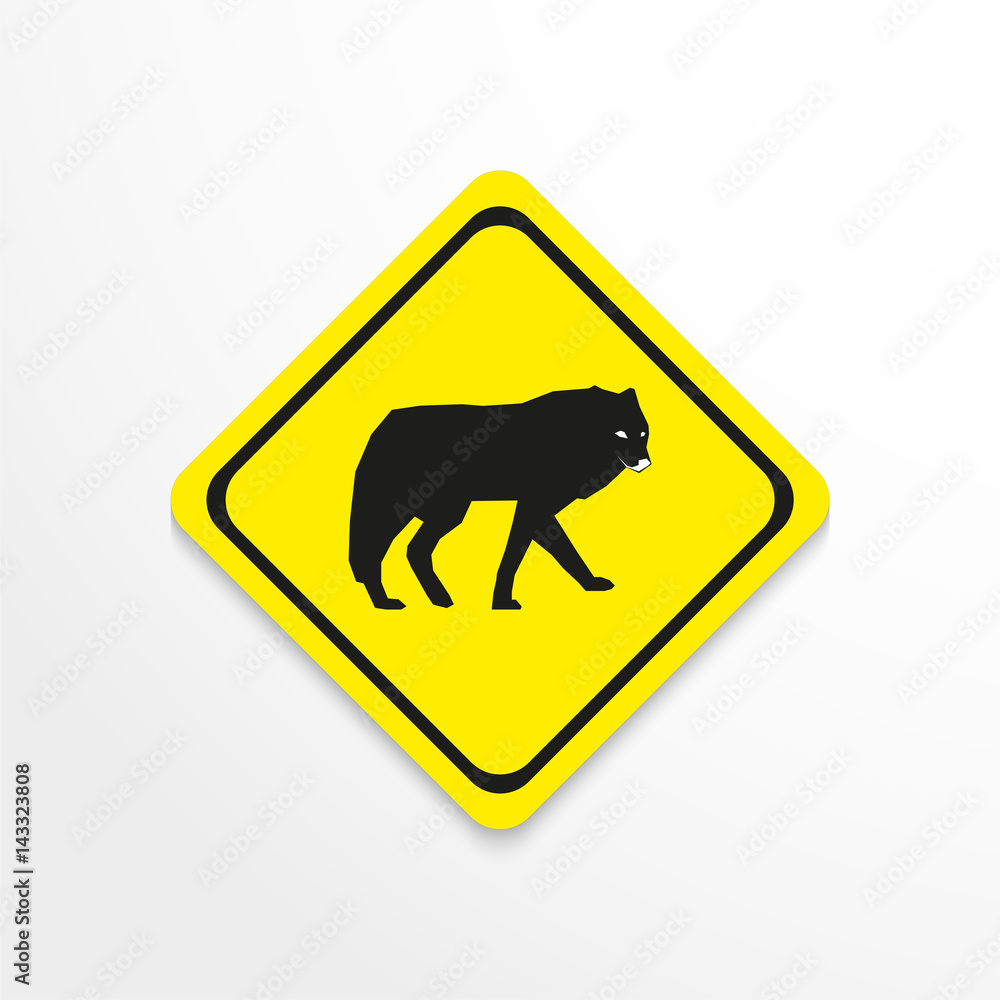 A wolf on a yellow background. Vector icon. A wolf on a yellow background. Vector icon.