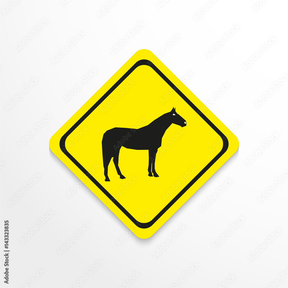 A horse on a yellow background. Vector icon. A horse on a yellow background. Vector icon.