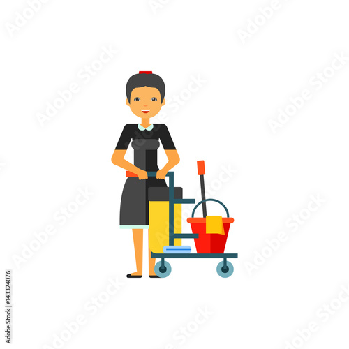 Cleaning service worker vector icon